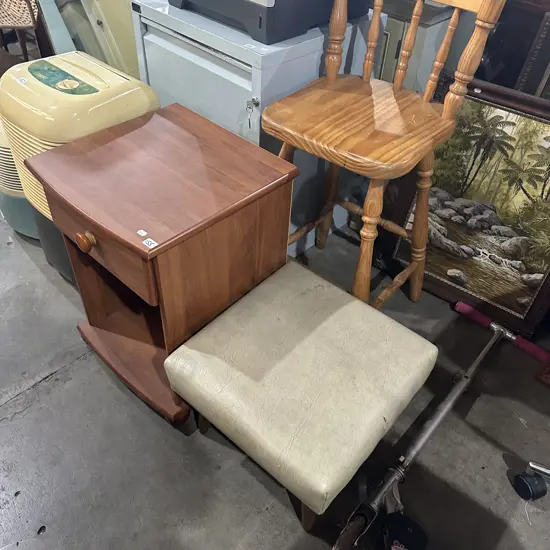 Bedside, stools x 2