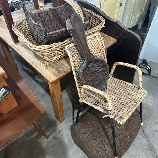 Baskets, chair, foot rest etc
