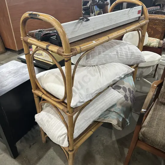 Cane shelf plus bedding
