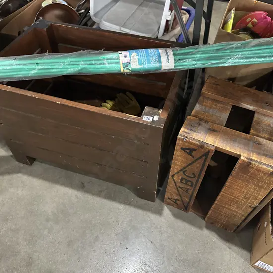 Wooden boxes and stakes