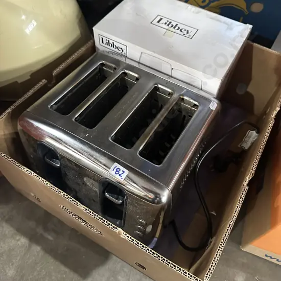 Toaster and wine glasses