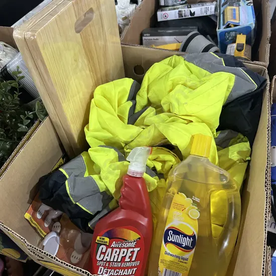 jacket, cleaning product and chop boards