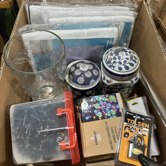 Vases, lights, lock, net curtains etc