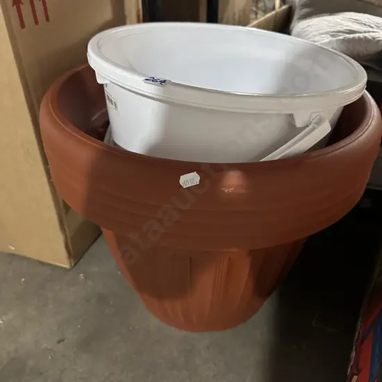 Plastic planters and bucket