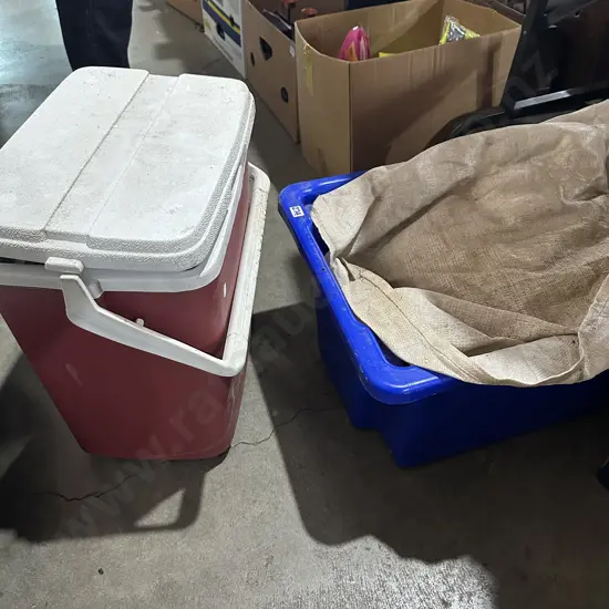 Bin of fadges plus chilly bin