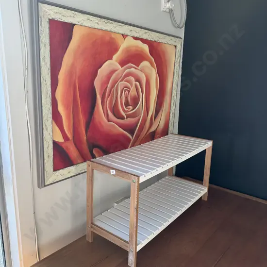 Painting, shoe rack and heater