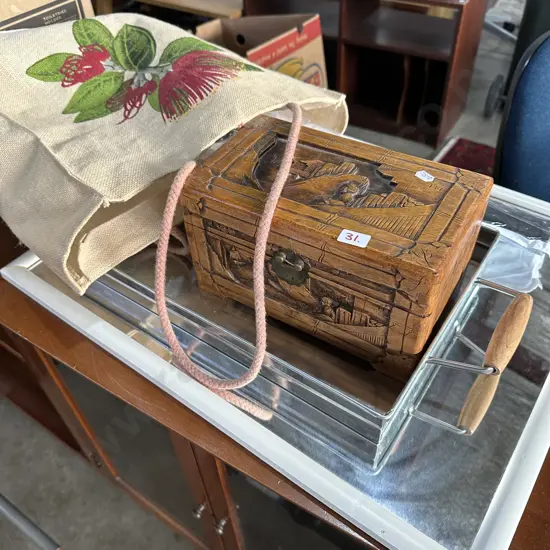 Mirror, tray, box and bag