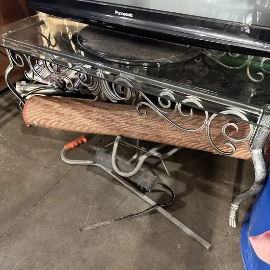 Glass top metal base coffee table