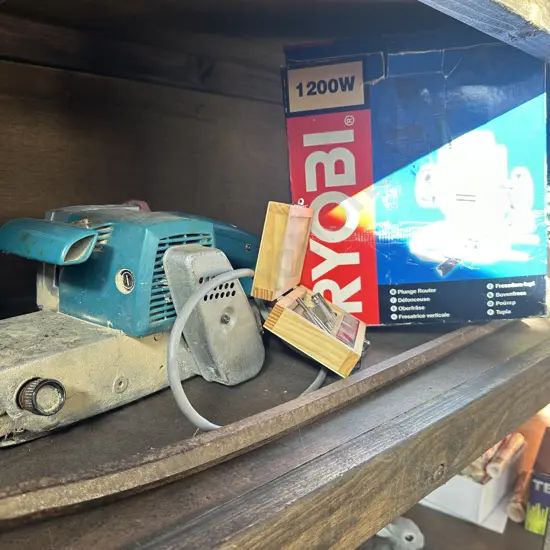 Router, bits, bar and belt sander