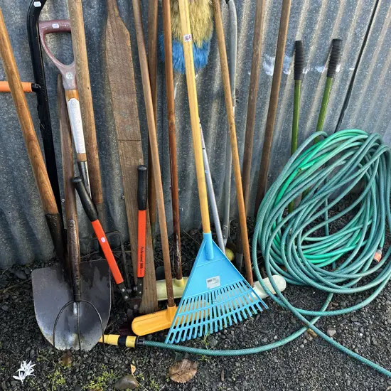 Garden tools and hose