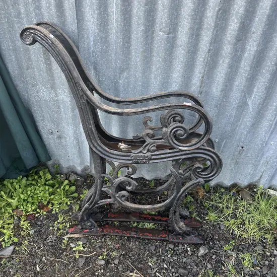 Pr of park bench ends by Gillis of Oamaru