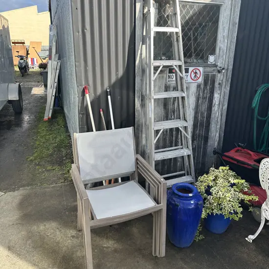 ladder and 4 outdoor chairs