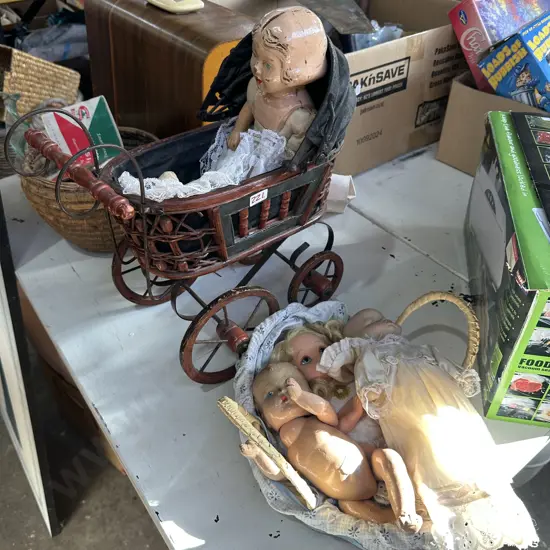 Vintage dolls and pram
