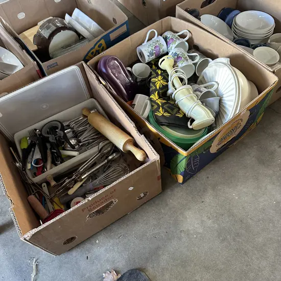 3 boxes cuttlery etc