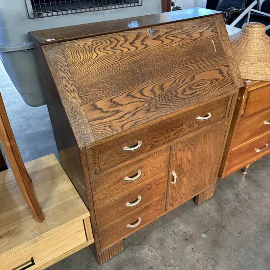 Oak drop front desk