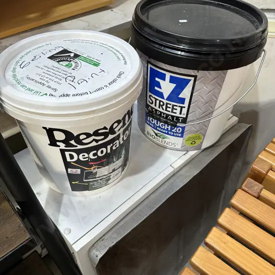 Asphalt, paint, cabinet and tray