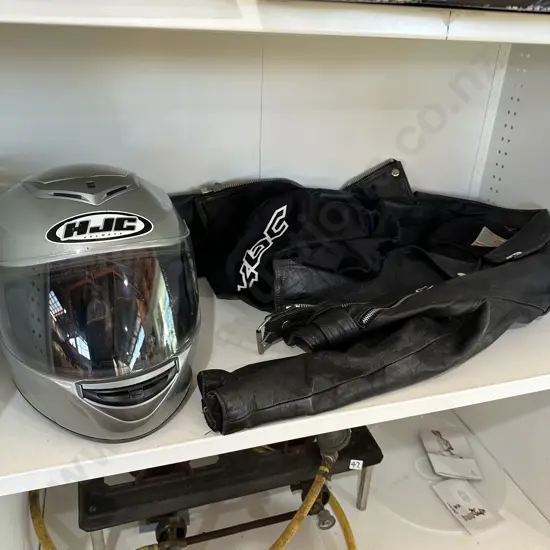 Helmet and leather jacket etc