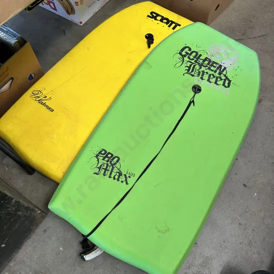 2 x boggy boards and box Collectables etc