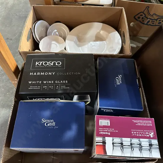 2 box crockery and glassware