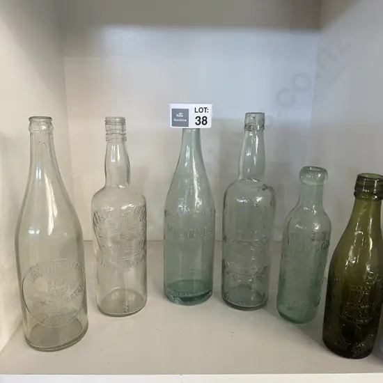 6 vintage glass bottles