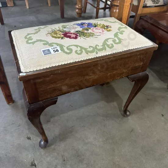 Tapestry top piano stool