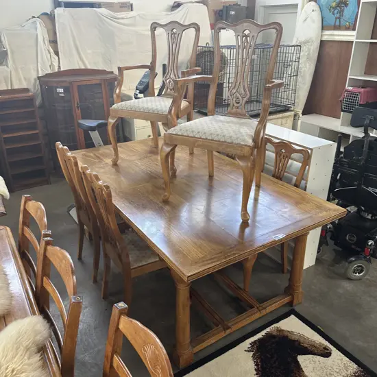 Inlay table and 6 chairs