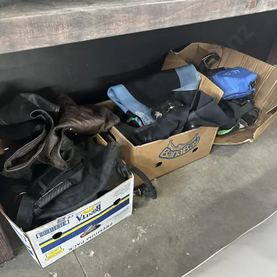 3 boxes diving gear plus leather vest