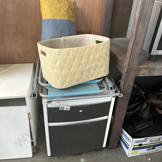 file cabinet, deck chairs, tent etc