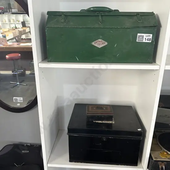 Vintage tool box plus 2 tins