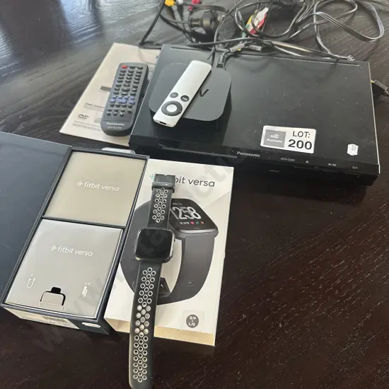 DVD, Apple TV, fitbit versa