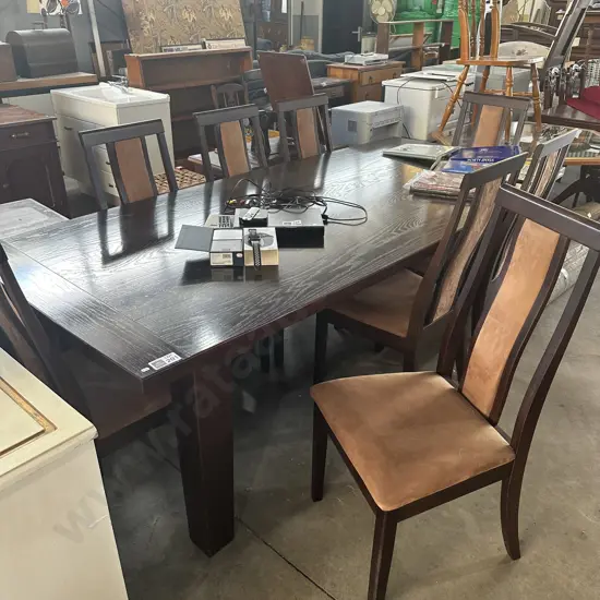 Oak table and 8 chairs