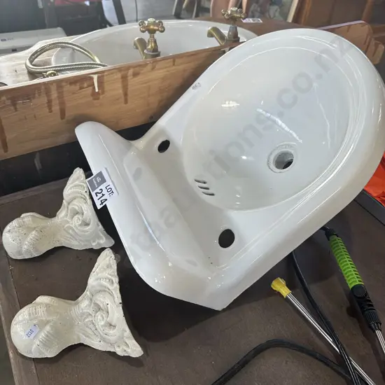 Cast hand basin plus 2 bath legs