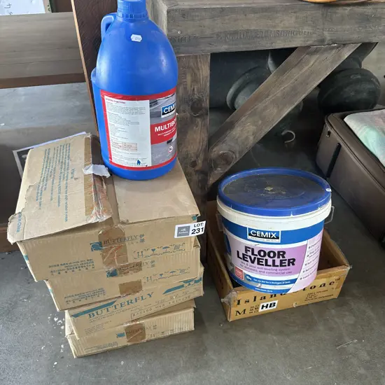 Tiles and floor leveling compound