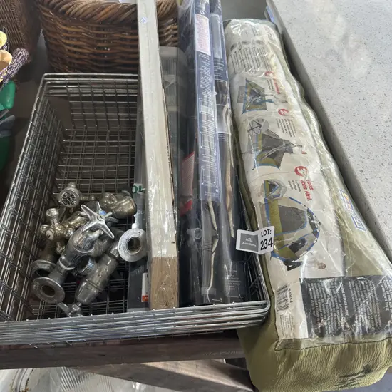 Tent, blinds and racks, taps