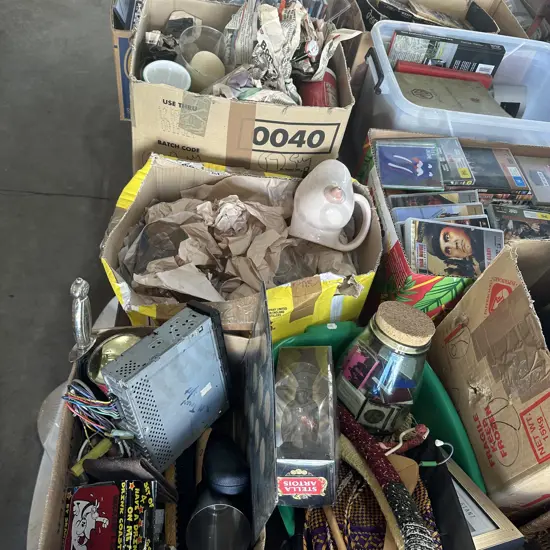 4 box lots car stereo, mugs, match boxes etc