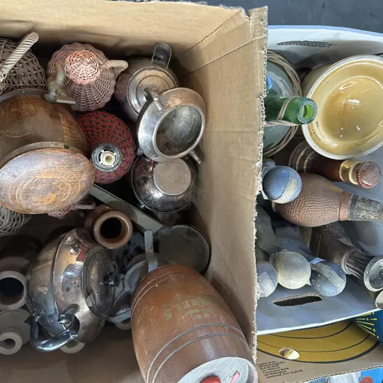 2 box bottles, decanters etc