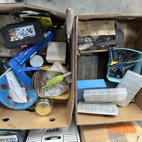 2 boxes tools and hardware