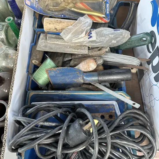 3 bins of tools and hardware