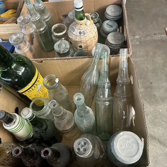 2 box old bottles and jars