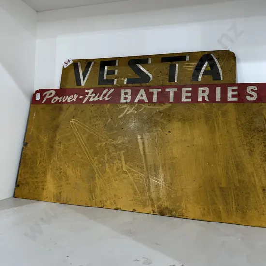 Vesta tin battery sign