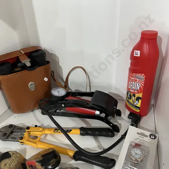 Binocs, bolt cutters etc