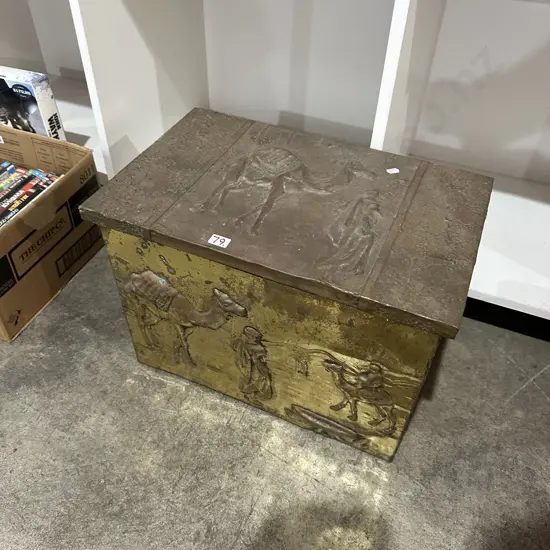 Brass & Copper wood box with Persian scene