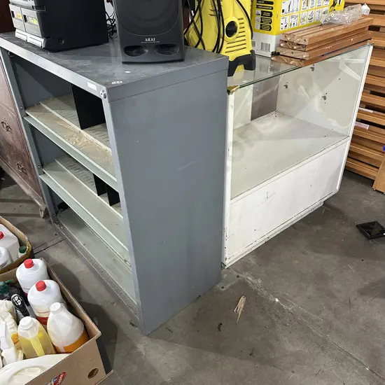 Metal shelf and display cabinet