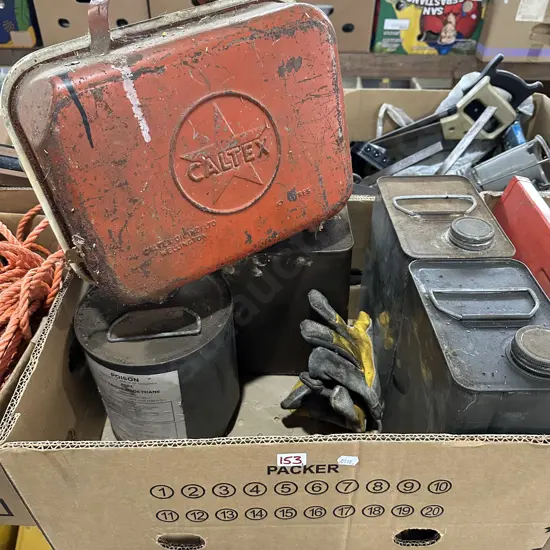 Caltex petrol can etc