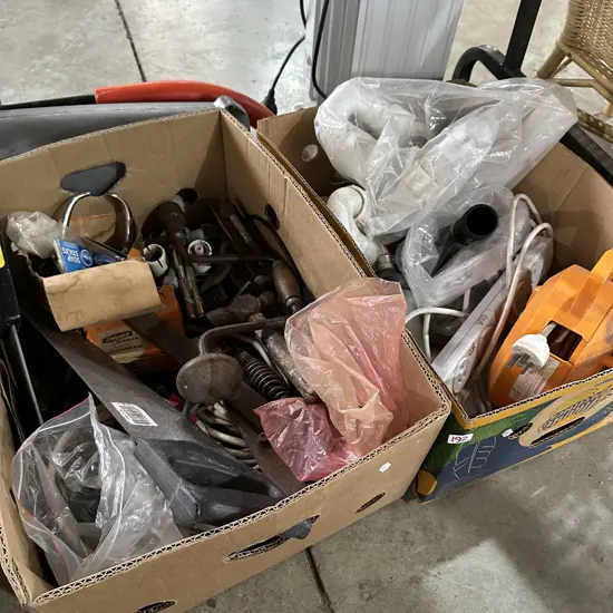 2 boxes tools and hardware
