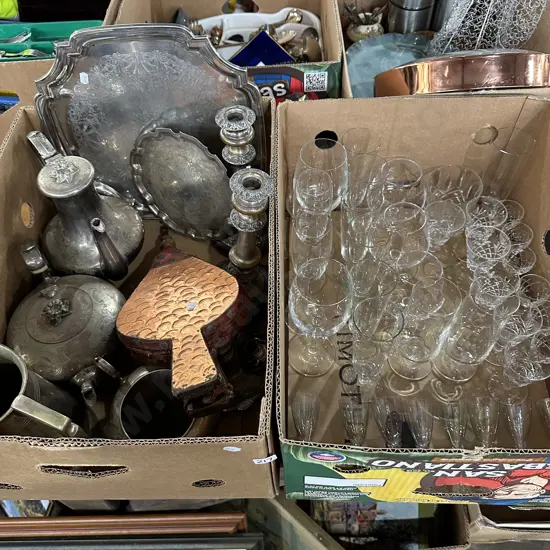 2 box silverware and glassware