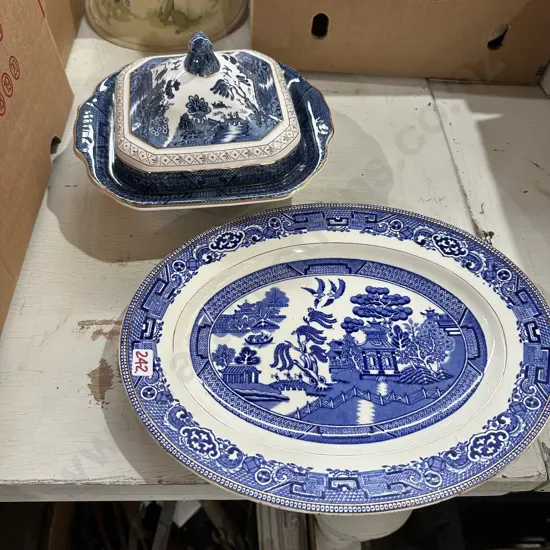 Willow platter, tureen
