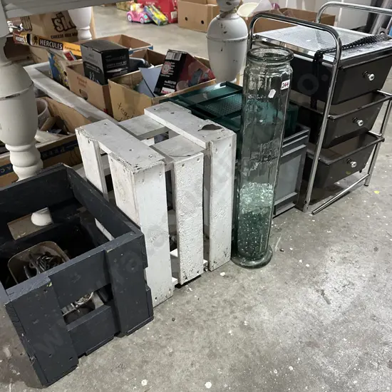 Crates, spag jar, drawers etc