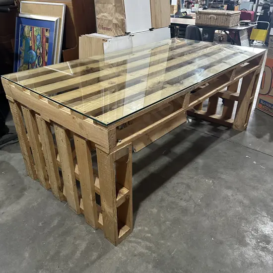 Large custom built pellet table with thick glass top