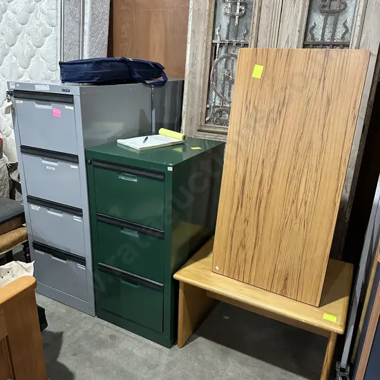 3 file cabinets and 2 coffee tables